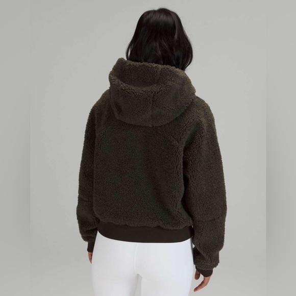 Lululemon Textured Fleece 1/2 Zip Dark Olive Size 10 - Picture 4 of 8